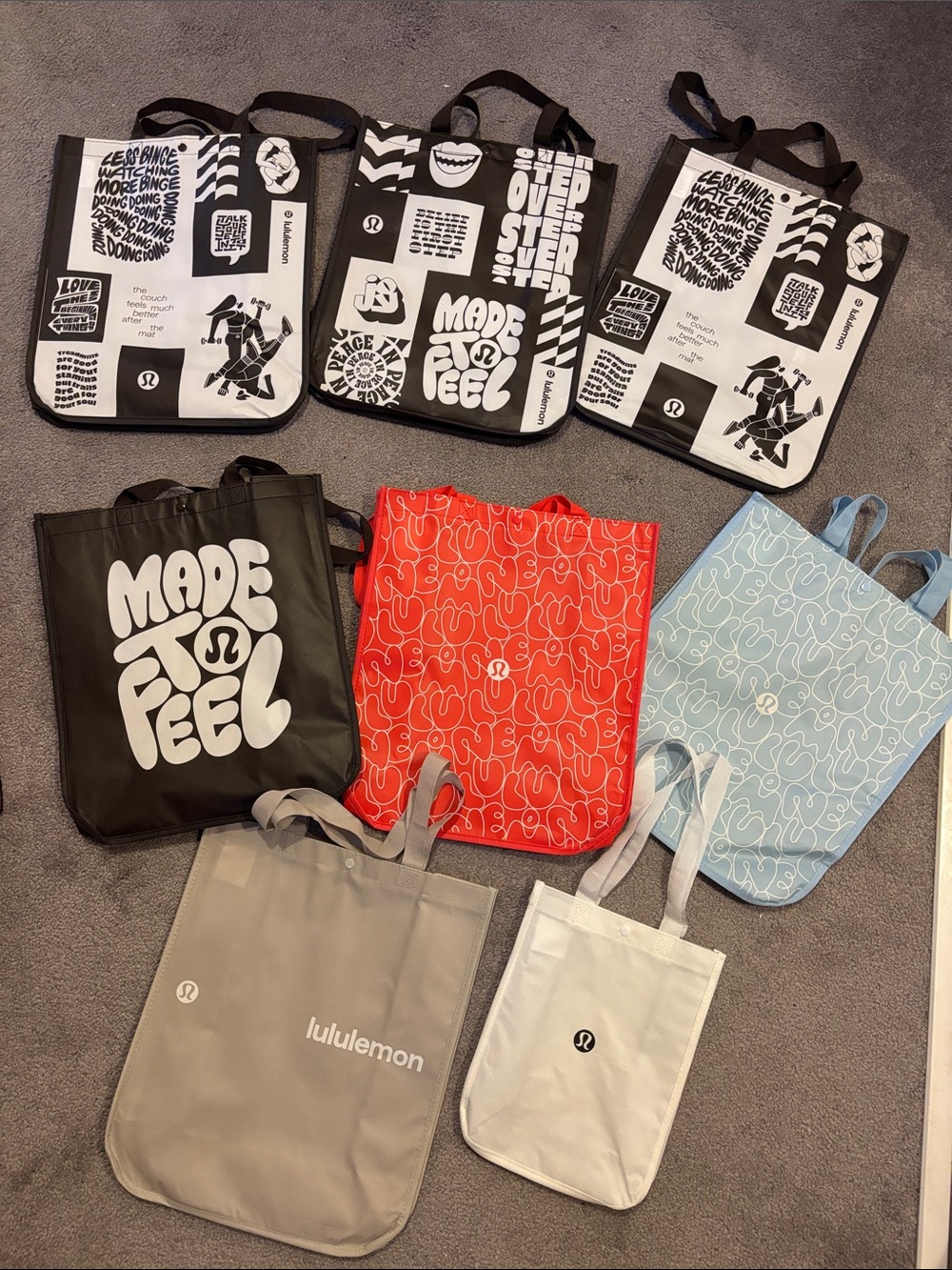 lululemon athletica Tote Bags - Black, White, Red, Light Blue, Gray, Cream